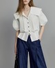 法式翻领收腰纯棉衬衫女2023夏季新款通勤简约小众上衣 商品缩略图1