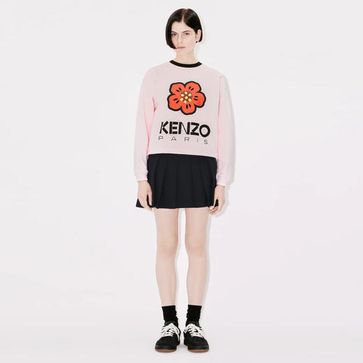 KENZO 高田贤三 女士“BOKE FLOWER”徽章棉质长袖卫衣 粉色 FD52 SW036 4ME 34 商品图3