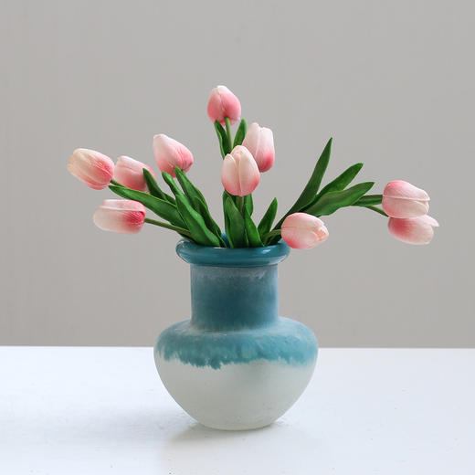 美式复古风手工不规则卷口渐变磨砂花瓶客厅餐桌电视柜家居品批发 商品图11