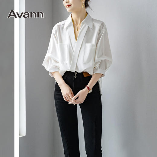Avann设计感褶皱袖口袋衬衫 商品图3