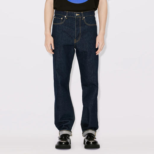 KENZO 高田贤三 男士徽标贴花直筒休闲牛仔裤 蓝色 FD65 DPP33 6A1 DM 商品图1