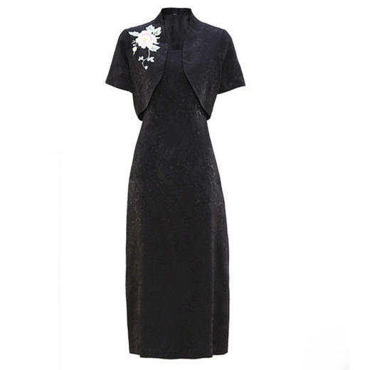 国风小香风，显瘦提花新中式坎肩小外套无袖连衣裙两件套VFN2392 商品图4