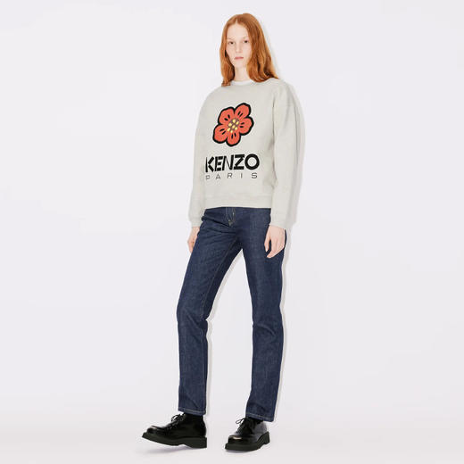 KENZO 高田贤三 女士“BOKE FLOWER”徽章棉质长袖卫衣 浅灰色 FD52 SW036 4ME 93 商品图3