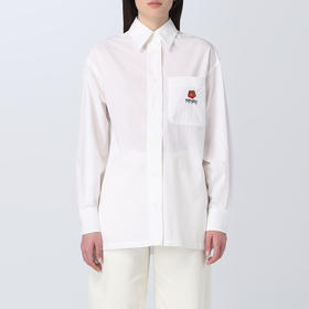 KENZO 高田贤三 女士“BOKE FLOWER”徽章刺绣棉质长袖衬衫 白色 FD52 CH091 9LH 01