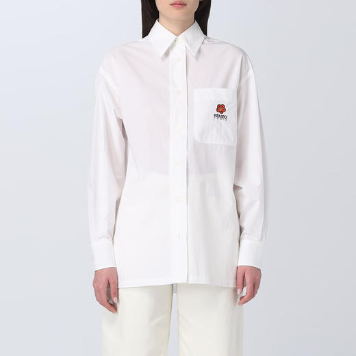 KENZO 高田贤三 女士“BOKE FLOWER”徽章刺绣棉质长袖衬衫 白色 FD52 CH091 9LH 01 商品图0
