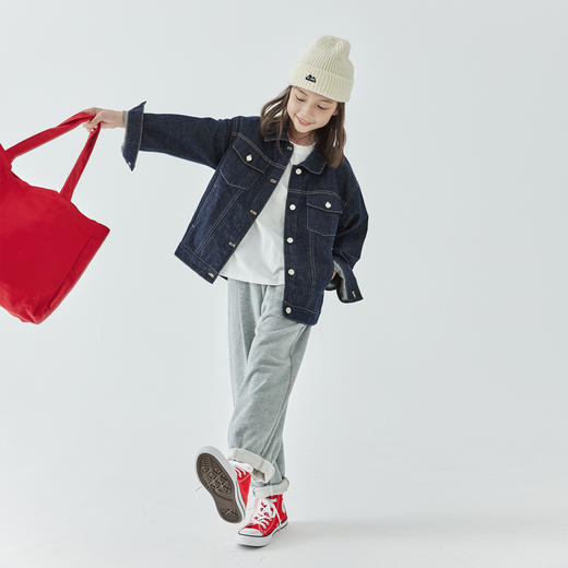 棵初2026新款儿童环保不落色牛仔外套男女童中性落肩百搭上衣 商品图3