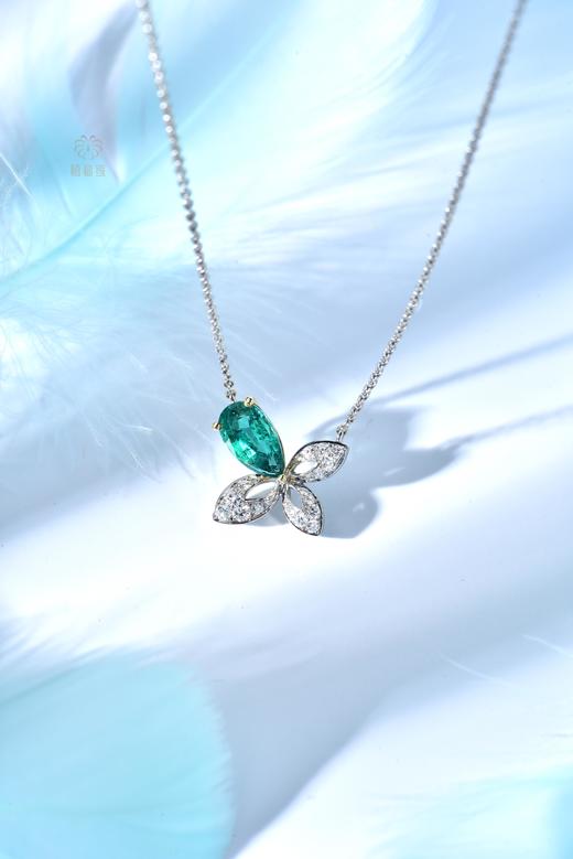 【翩飞】祖母绿蝴蝶花锁骨链    CB12306003 商品图1