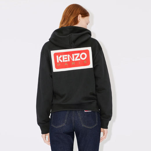 KENZO 高田贤三 女士标签贴花棉质拉链连帽卫衣 黑色 FD62 SW089 4MF 99J 商品图2