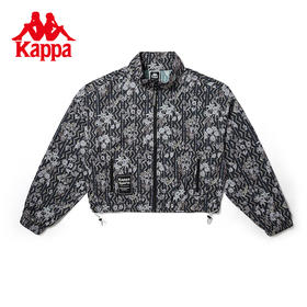 Kappa卡帕开衫茄克2023新款女满印立领运动外套梭织长袖上衣