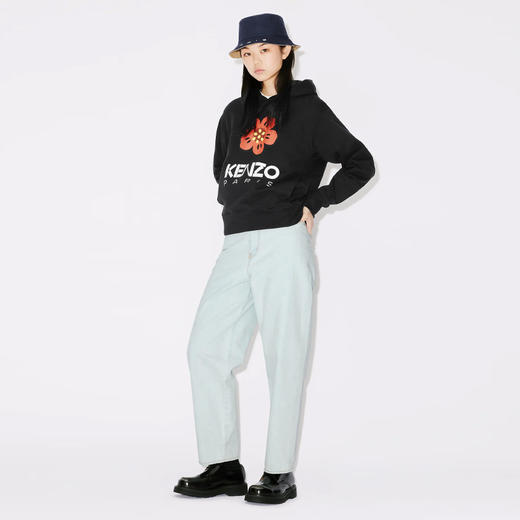 KENZO 高田贤三 女士“BOKE FLOWER”徽章印花棉质连帽运动卫衣 黑色 FD62 SW063 4ME 99J 商品图3