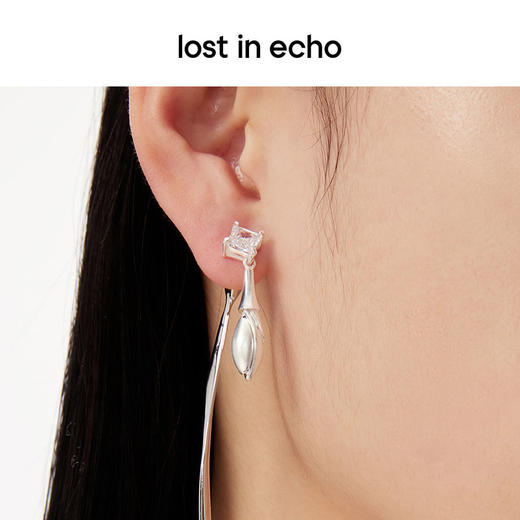 lost in echo原创设计师款简约精致流线水滴坠AB款不对称耳环耳钉 商品图2