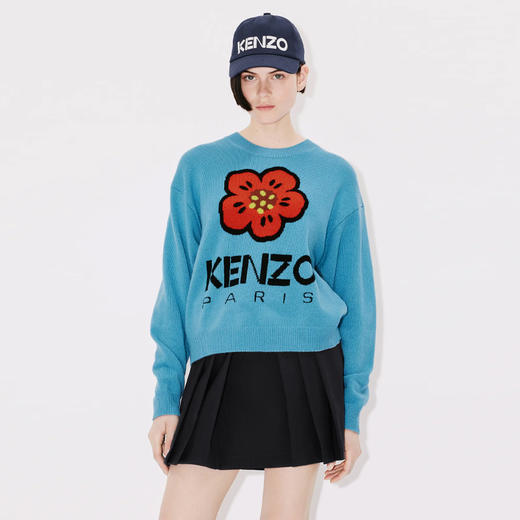 KENZO 高田贤三 女士“BOKE FLOWER”徽章羊毛针织衫 浅蓝色 FD62 PU430 3LD 69 商品图1