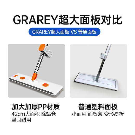 GRAREY免手洗平板拖把|不废腰免手洗，一拖即净脏污无处逃|干湿两用 商品图10