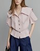 法式翻领收腰纯棉衬衫女2023夏季新款通勤简约小众上衣 商品缩略图3