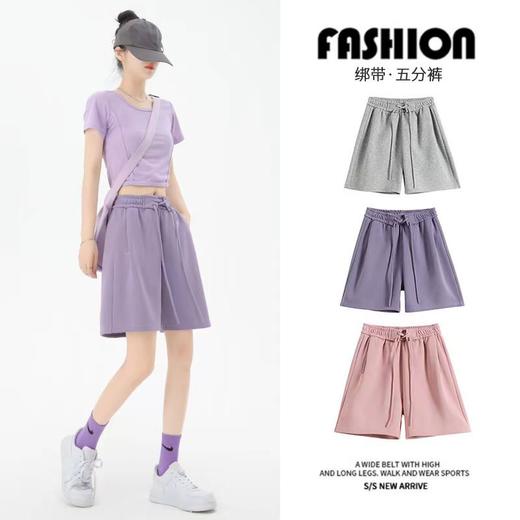 时尚宽松运动短裤，夏日必备！垂坠感设计，显瘦直筒五分裤，既舒适又好看。适合各种场合，百搭易配；穿在女孩身上，更是美丽动人。 商品图0