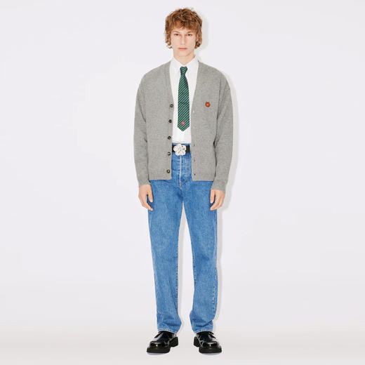 KENZO 高田贤三 男士刺绣徽标羊毛针织开衫 灰色 FD65 CA418 3LC 94 商品图3