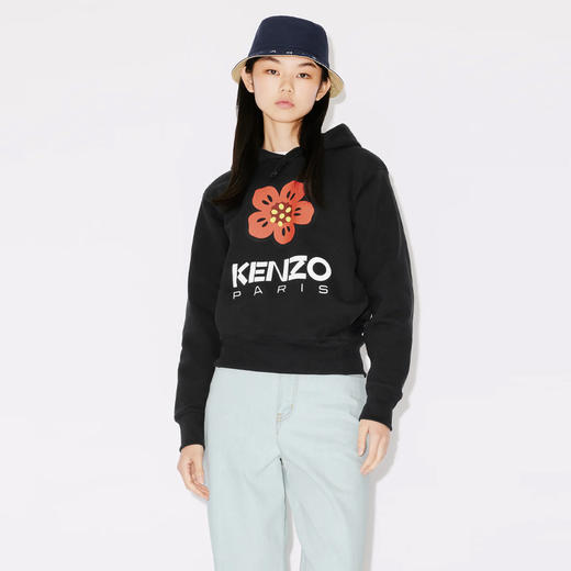 KENZO 高田贤三 女士“BOKE FLOWER”徽章印花棉质连帽运动卫衣 黑色 FD62 SW063 4ME 99J 商品图1