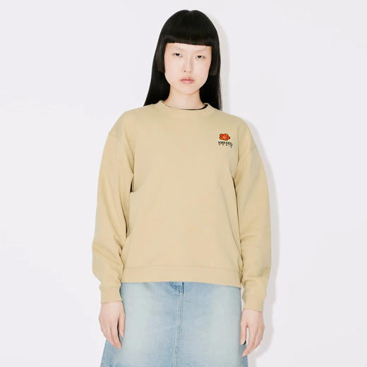 KENZO 高田贤三 女士士“BOKE FLOWER”徽章刺绣棉质长袖卫衣 浅黄色 FD52 SW040 4MF 12 商品图1