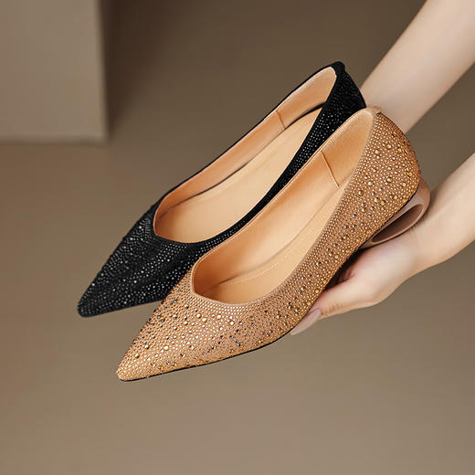 秋季新款，镶钻尖头低跟浅口单鞋QJR-A167 商品图0