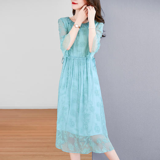 SM  82393182真丝桑蚕丝连衣裙女时尚气质高贵短袖裙 商品图2
