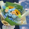 向日葵碎冰蓝花束 商品缩略图0
