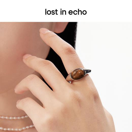 lost in echo设计师品牌轻奢小众设计感镶嵌圆顶双面戒指指环女 商品图1