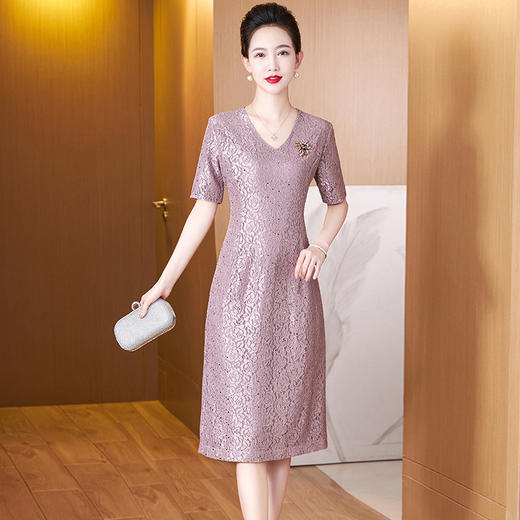 中老年夏新款结婚礼服，喜婆婆妈妈装洋气时尚修身连衣裙LC2366 商品图1