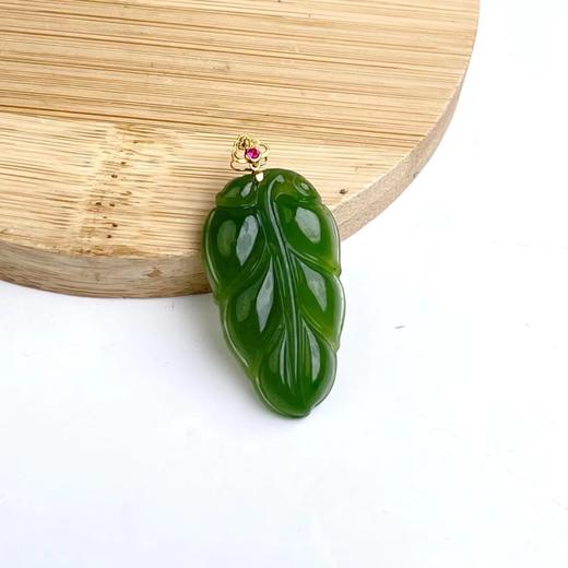 18K碧玉吊坠-云纹叶子34*17 商品图0