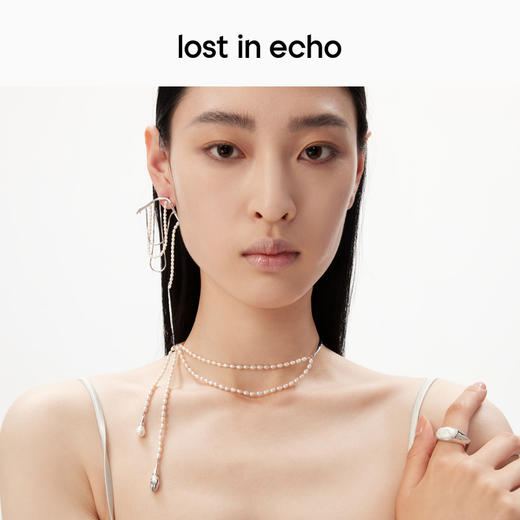 [捡漏价]lost in echo原创设计师款轻奢珍珠双层流苏水滴坠流线项链锁骨链 商品图1