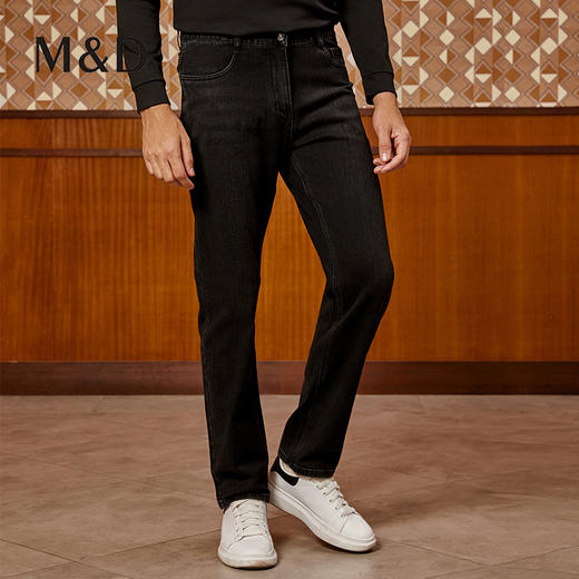 MD名盾男士弹力牛仔裤秋冬厚款亲肤纯棉修身中腰直筒时尚休闲长裤 商品图3