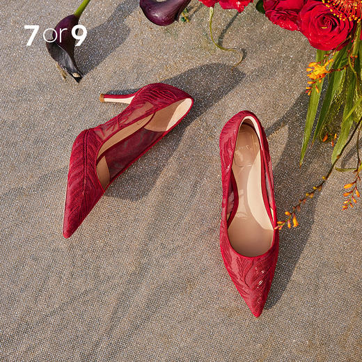 【促销款】7or9婚鞋 - 空气棉高跟鞋红珊瑚 商品图0