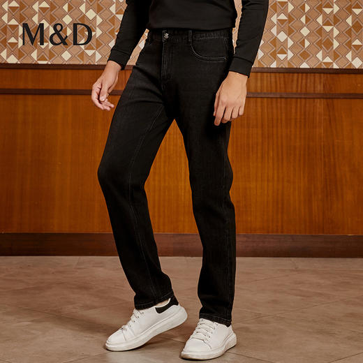 MD名盾男士弹力牛仔裤秋冬厚款亲肤纯棉修身中腰直筒时尚休闲长裤 商品图1