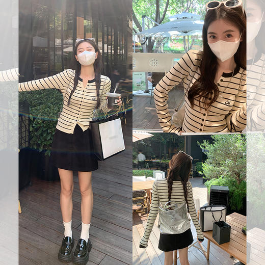 <曾小咸推荐>【草莓千层派】2色条纹长袖针织打底 商品图1