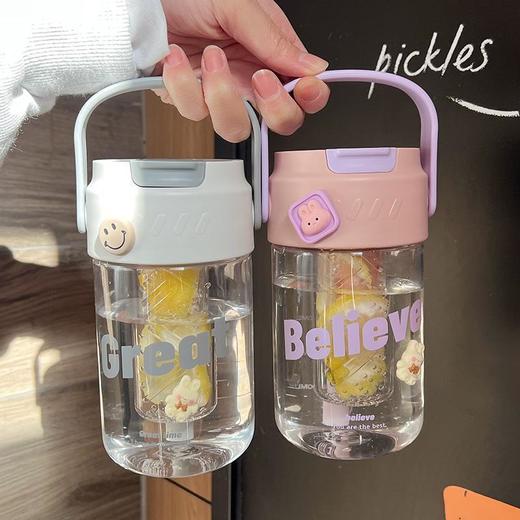 「三款配色」水杯女生颜值便携式咖啡吸管杯夏季新款带茶隔学生可爱杯子餐饮用具 商品图3