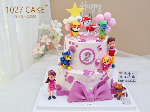 1027CAKE | 汪汪队 女孩双层款式 翻糖蝴蝶结装饰 商品图0