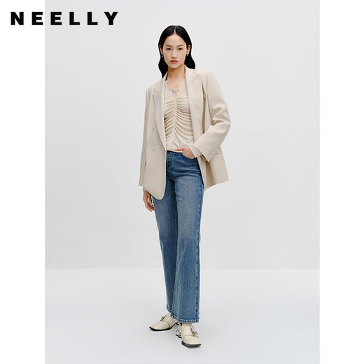 NEELLY纳俪商场同款米色西装外套小众设计感秋季新款休闲职业西服N23081W01086 商品图2