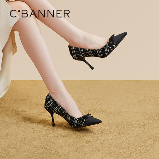 【静音婚嫁系列】千百度小香风婚鞋高跟鞋女秋季新娘单鞋羊皮A23466010 商品图0