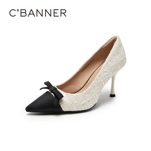 【静音婚嫁系列】千百度小香风婚鞋高跟鞋女秋季新娘单鞋羊皮A23466010 商品图1