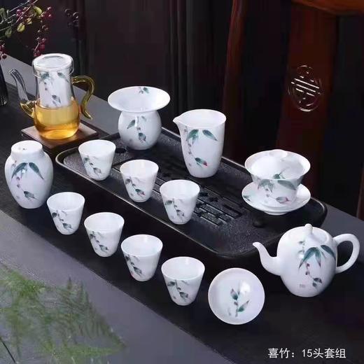 15头手绘青花竹报平安茶具 商品图0