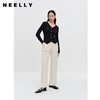 NEELLY纳俪商场同款V领长袖针织衫秋新款单排扣不规则下摆开衫女N23081A01068 商品缩略图1