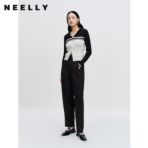 NEELLY纳俪商场同款通勤宽松直筒裤休闲裤早秋新款时尚百搭长裤女N23081H01093 商品图2
