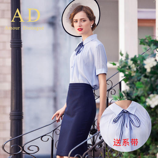 秒杀99元！AD时尚优雅OL气质短袖雪纺衬衫夏装白领衬衣工作服 商品图1