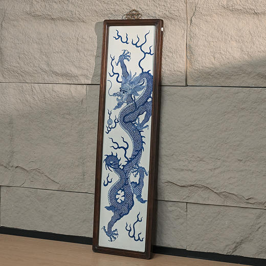 民国 红木框青花龙纹瓷板画挂屏 商品图4