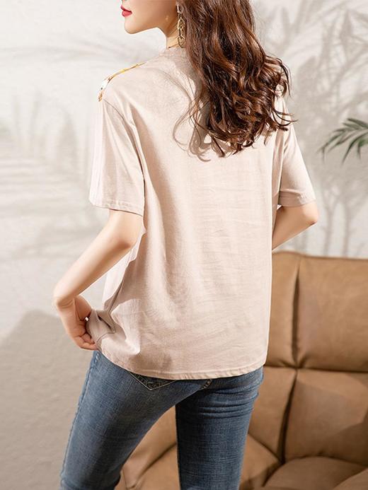 夏季新款，短袖T恤女宽松心形印花拼接显瘦洋气上衣KQL-B11N1657 商品图2