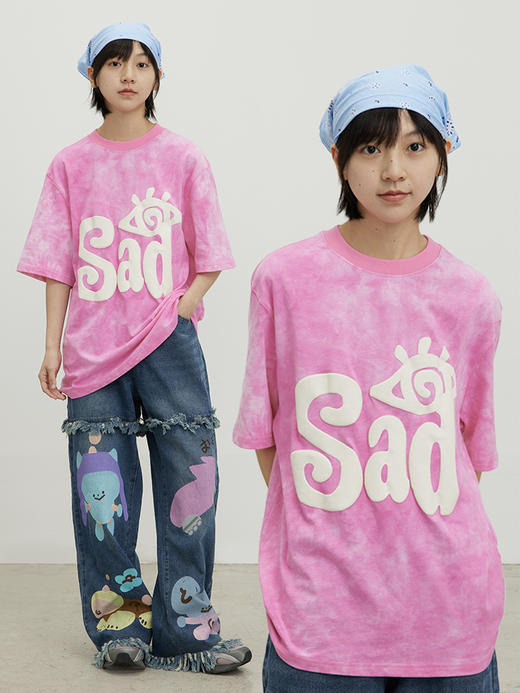 CryingCenter哭喊中心扎染发泡眼泪伤心芭比粉Tee圆领短袖情侣 商品图0