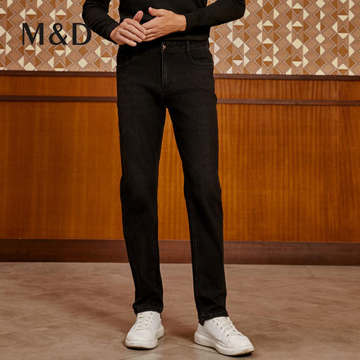 MD名盾男士弹力牛仔裤秋冬厚款亲肤纯棉修身中腰直筒时尚休闲长裤 商品图0
