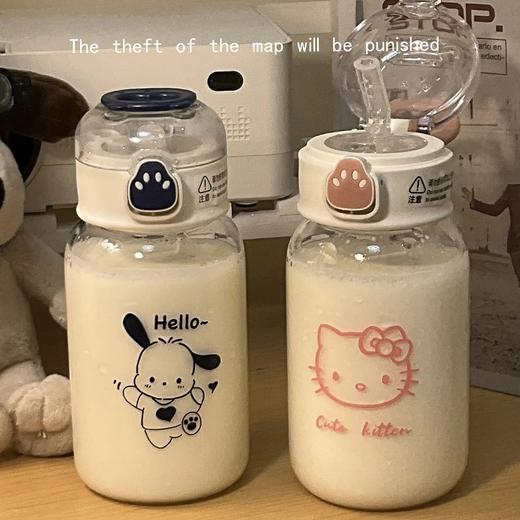 「小红书同款」猫爪塑料杯杯子ins颜值小红书同款水杯女学生可爱简约吸管杯餐饮用具 商品图0