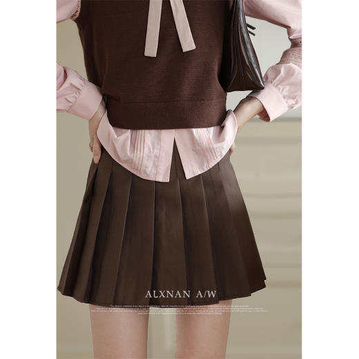 鹿向南《焦糖奶茶》少女气质百褶裙甜美运动百搭半身裙女LXN31021 商品图0