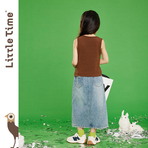 littletime女童牛仔裙半身裙2023夏季新款洋气韩版宽松直筒裙长裙 商品图2