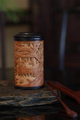 兰亭雅集°竹雕茶叶罐